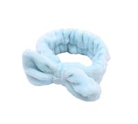 Fascia per capelli alla moda da donna, in pile corallo, per lavare il viso, trucco, maschera da bagno, cosmetica, accessorio per capelli morbido turbante (celeste)