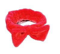 Fascia per capelli alla moda da donna, in pile corallo, per lavare il viso, trucco, maschera da bagno, cosmetica, accessorio per capelli morbido turbante (rosso)