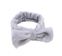 Fascia per capelli alla moda da donna, in pile corallo, per lavare il viso, trucco, maschera da bagno cosmetica, accessorio per capelli morbido turbante (grigio)