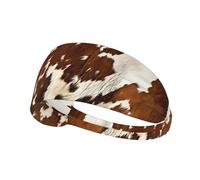 Fascia per capelli alla moda per lo sport, in pelle bovina rossa e bianca, con stampa, elastica, ideale per yoga, corsa e altro