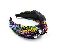 Fascia per capelli annodata con paillettes retrò a tesa larga accessori da donna alla moda (multicolore)