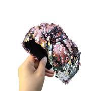Fascia per capelli annodata con paillettes retrò a tesa larga accessori da donna alla moda (rosa)