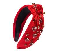Fascia per capelli annodata con strass, fasce per capelli di San da donna | Fasce larghe con strass e cuore d'amore | Fasce per capelli alla moda per ragazze, accessorio per cerchi per capelli per il