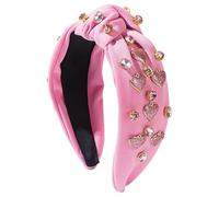 Fascia per capelli annodata con strass, fasce per capelli di San da donna | Fasce larghe con strass e cuore d'amore - Eleganti decorazioni per costumi per feste natalizie, accessorio per cerchi per ca