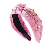 Fascia per capelli annodata per donna, fasce per capelli con cuore d'amore | Fasce larghe con strass e cuore d'amore | Fasce per capelli alla moda per ragazze, accessorio per cerchi per capelli per il