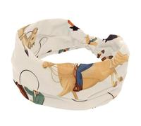 Fascia per capelli antiscivolo alla moda, da donna, con nodo incrociato, vintage, motivo cowboy, cavallo selvaggio, per allenamento, sport, yoga