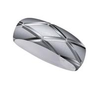 Fascia per capelli argentata con figura geometrica, elastica e antiscivolo, per donna. Accessori moda. Fascia per capelli ideale per allenamento quotidiano, yoga, corsa e sport.