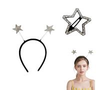 Fascia per Capelli Argentata con Stelle e Fermagli 2 Pezzi, Comoda e Elegante per Feste e Celebrazioni, Decorazione con Glitter, Regalo Perfetto per Natale e Compleanni