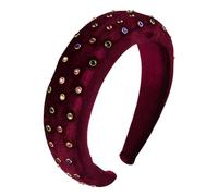 Fascia per capelli barocca scintillante con perle di cristallo, imbottita e con strass, accessorio per capelli da principessa.,Ay18-Rosso,Taglia unica