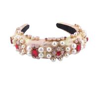 Fascia per capelli barocca scintillante con perle di cristallo, imbottita e con strass, accessorio per capelli da principessa.,Ay16-Rosa,Taglia unica
