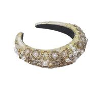 Fascia per capelli barocca scintillante con perle di cristallo, imbottita e con strass, accessorio per capelli da principessa.,Ay14-Giallo,Taglia unica