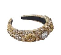 Fascia per capelli barocca scintillante con perle di cristallo, imbottita e con strass, accessorio per capelli da principessa.,Ay07-Giallo,Taglia unica