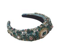 Fascia per capelli barocca scintillante con perle di cristallo, imbottita e con strass, accessorio per capelli da principessa.,Ay07-Verde,Taglia unica