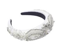 Fascia per capelli barocca scintillante con perle di cristallo, imbottita e con strass, accessorio per capelli da principessa.,Ay03-Bianco,Taglia unica