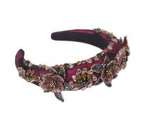 Fascia per capelli barocca scintillante con perle di cristallo, imbottita e con strass, accessorio per capelli da principessa.,Ay06-Rosso,Taglia unica