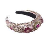 Fascia per capelli barocca scintillante con perle di cristallo, imbottita e con strass, accessorio per capelli da principessa.,Ay07-Rosa,Taglia unica