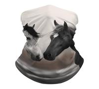 Fascia per Capelli Black And White Horses Antivento Decorazione facciale Traspirante Bandana per Outdoor Arrampicata 26X30cm