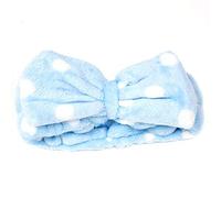 Fascia per capelli blu per il lavaggio del viso da donna con fiocco per trucco cosmetico fascia elastica nuova rilasciata