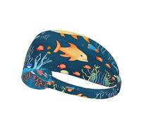 Fascia per capelli blu subacquea World of Fish per sport all'aria aperta, per fitness, sport, yoga, ciclismo, fascia elastica per lo sport,