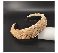 Fascia Per Capelli Bohemia Braid Velvet Fascia Bianco Design Twist Wide Hairbands Girls Hair Hoop Accessori for capelli Solid Band da donna Fascia Per Capelli Donna(Thicken khaki)