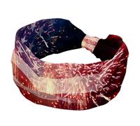Fascia per capelli con bandiera americana e fuochi d'artificio, morbida, larga, per donne e ragazze, fascia elastica annodata per yoga, allenamento, palestra, corsa