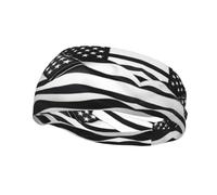Fascia per capelli con bandiera americana nera e bianca, fascia per capelli, antiscivolo, elastica, lavabile, per trucco