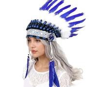 Fascia per capelli con cappello tribale indiano, luminoso, per cosplay, con tessuto morbido, per occasioni uniche e fotografie, facile da usare
