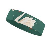 Fascia per capelli con cigno con fiori antichi per donne e uomini, adatta a tutte le dimensioni della testa, ultra assorbente e antiscivolo, fascia per il sudore per corsa, yoga, palestra