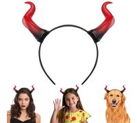 Fascia per capelli con corna da diavolo, corna rosse, rimovibile, accessorio decorativo per costume di Halloween e cosplay
