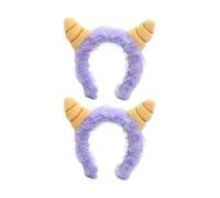 Fascia per capelli con corna da diavolo in peluche viola, divertente accessorio per capelli da donna, per lavare il viso e truccarsi (Hairband 01)
