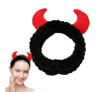 Fascia Per Capelli Con Corna Da Diavolo - Morbida Flanella 16x20x6 Cm | Fascia Per Capelli Carina Per Il Lavaggio Del Viso In Per La Routine Di Cura Della Pelle Del Bagno Termale Di Trucco | Fas
