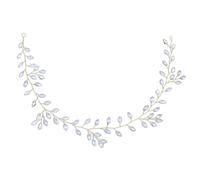 Fascia per capelli con cristalli, 39 cm, con stelle filanti, strass, per donna, sposa, damigella d'onore, ragazza, compleanno, matrimonio, colore bianco