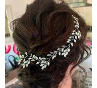 Fascia per capelli con cristalli, 39 cm, con stelle filanti, strass, per donna, sposa, damigella d'onore, ragazza, compleanno, matrimonio, argento
