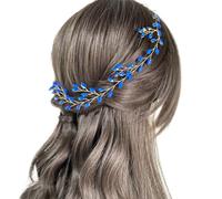 Fascia per capelli con cristalli, 39 cm, con stelle filanti, strass, per donne, spose, damigelle, fiori, ragazze, compleanni, feste, matrimoni, blu