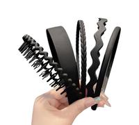 Fascia per capelli con denti, fasce antiscivolo che non scivolano - 5 pezzi antiscivolo flessibili con pettine per capelli | Adatto per adolescenti ragazze