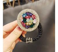 Fascia per capelli con diamanti e cristalli, elasticità, per influencer, strass lucidi europei e americani, elastici in pelle grossa, anelli per capelli con diamanti colorati