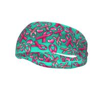 Fascia per capelli con farfalla e nastro rosa per la sensibilizzazione sul cancro al seno, fascia antisudore, fascia sportiva, fascia elastica per la corsa, fascia per capelli da yoga per uomo e do