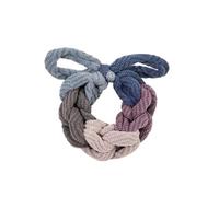 Fascia per capelli con fiocco, colorata intrecciata a mano, da donna, elastica, per coda di cavallo, accessori per capelli (blu grigio)