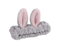 Fascia per capelli con fiocco, da donna, per trucco del viso, in morbido pile corallo, per doccia, lavaggio viso, accessori per capelli (grigio)