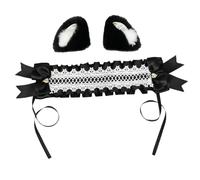 Fascia per capelli con fiocco gotico con fiocco in pizzo per ragazza e sottocultura fasce per capelli da cameriera con orecchie a balze