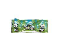 Fascia per capelli con fiocco per bambini, con due panda felici, morbida ed elastica, per neonati e neonati, graziosa fascia con fiocco per feste e regali