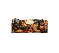 Fascia per capelli con fiocco per bambini con fiori di campo di farfalle e gialli, arancione e giallo, morbida fascia elastica per neonati e neonati, grazioso copricapo con fiocco per feste e regali