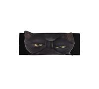 Fascia per capelli con fiocco per neonati, delicata e sensibile, in nylon elastico, con stampa di un simpatico gatto, colore: nero