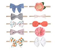 Fascia per capelli con fiocco per stampa per bambini 10 pezzi Set di accessori per fiocchi per capelli per bambini Fasce per capelli in nylon morbido Neonati