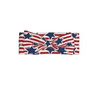 Fascia per capelli con fiocco stampato con bandiera a stelle rosse e bianche, accessori per capelli per bambini, adatto per neonati, neonati e bambini piccoli