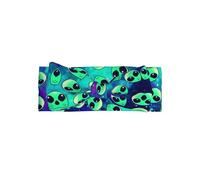 Fascia per capelli con fiocco verde con stampa aliena, delicata e sensibile, per neonati, in nylon elastico
