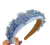 Fascia per capelli con fiore con strass, antiscivolo, ampia, per matrimonio, in tessuto, elegante, per feste