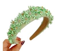 Fascia per capelli con fiore con strass, antiscivolo, ampia, per matrimonio, in tessuto, elegante, per feste