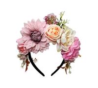 Fascia per capelli con fiori artificiali con composizione floreale, A | Arrangiamento floreale completo su tutta la fascia, accento per capelli in un unico pezzo, styling definito per feste e balli