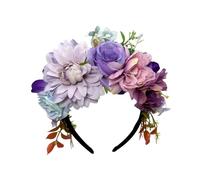 Fascia per capelli con fiori artificiali con composizione floreale, C | Arrangiamento floreale completo su tutta la fascia, accento per capelli in un unico pezzo, styling definito per feste e balli